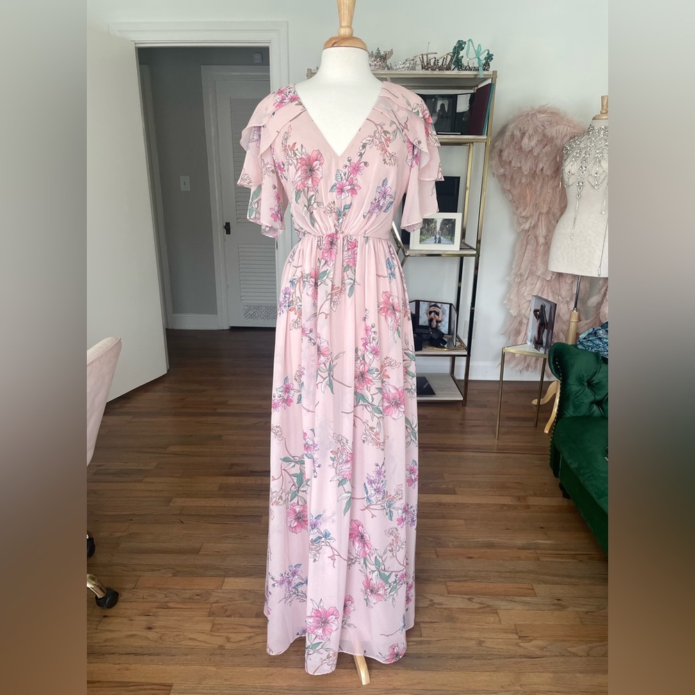 Floor length monique lhuillier bridesmaid floral gown. New with tags